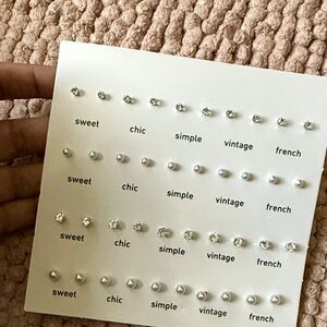 Silver and Pearl Stud Earring Set